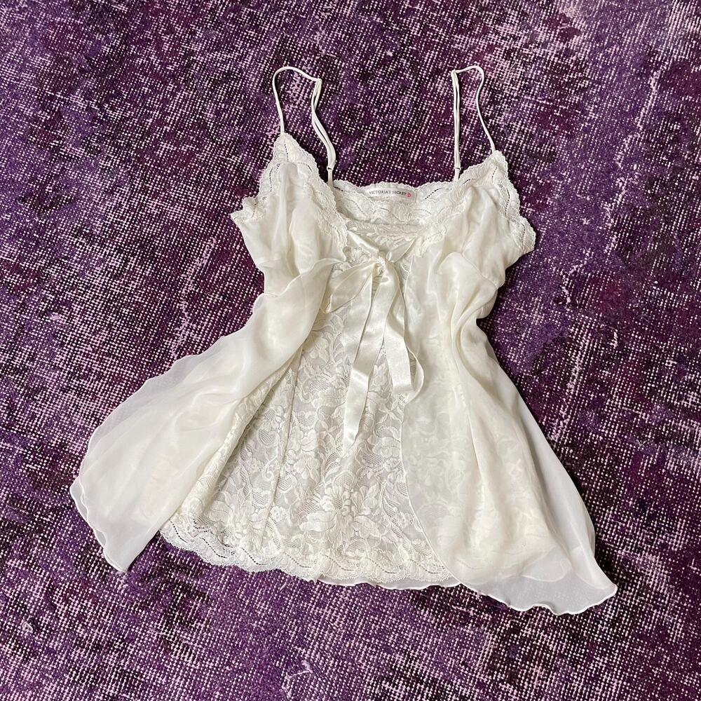 90s Vtg Victoria's Secret White Lace Lingerie Nightgown Angelic Ethereal Bridal